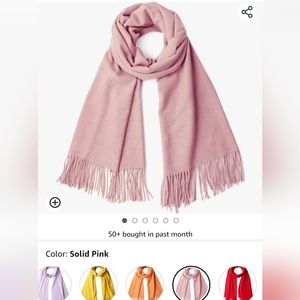 Light pink cashmere rose pashmina knit scarf tassel wrap